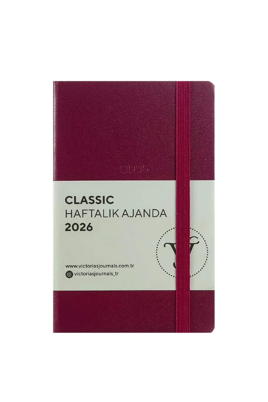 Victoria's Journals Classic 2026 Haftalık Ajanda 9x14 cm.Sert Kapak. Ivory 80 gr.144 Sayfa. Cepli. Lastikli.Kırmızı