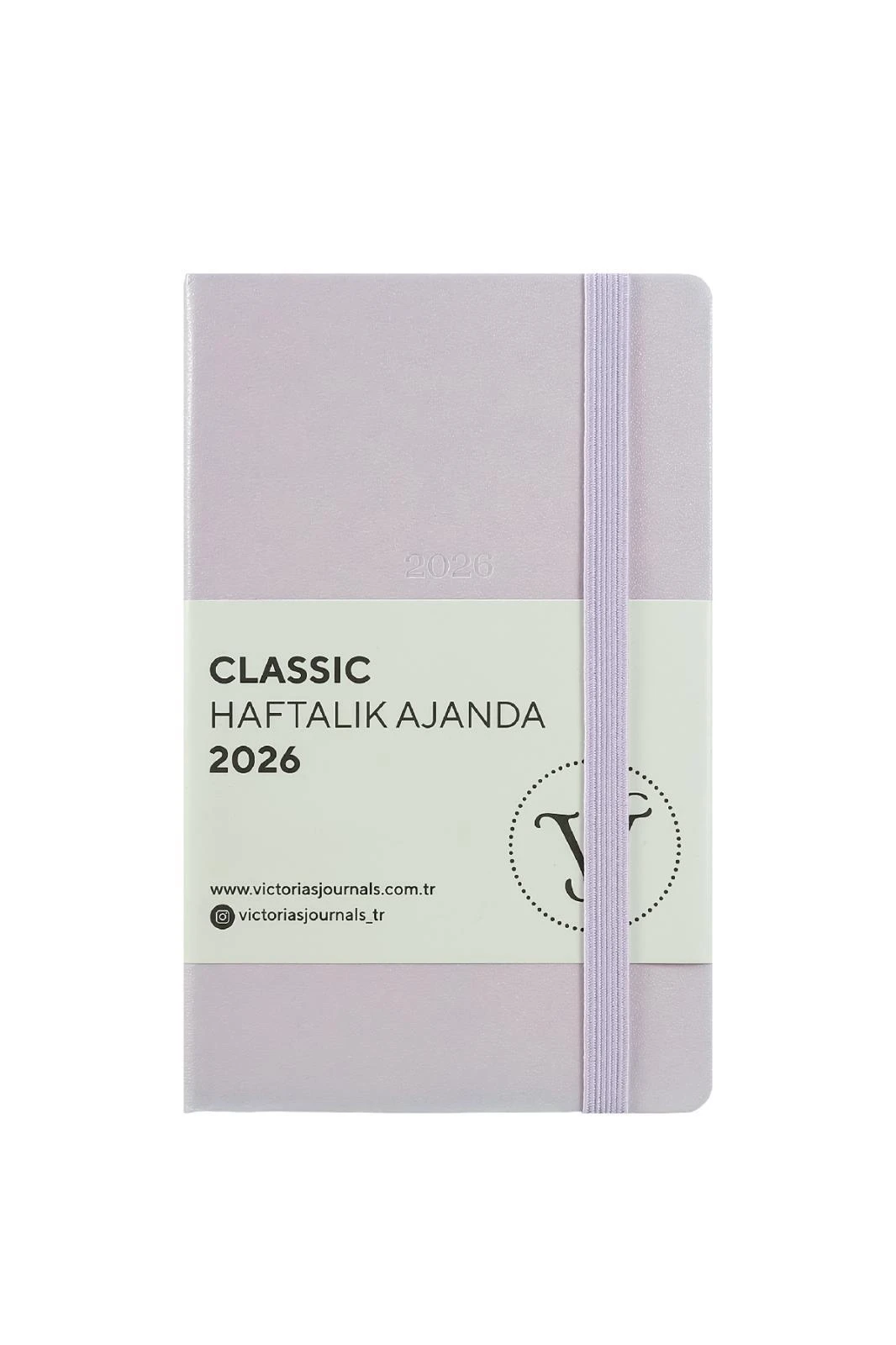 VJ Classic-Haftalık Ajanda 9x14 cm.Sert Kapak. Ivory 80 gr.144 Sayfa. Cepli. Lastikli.Lila