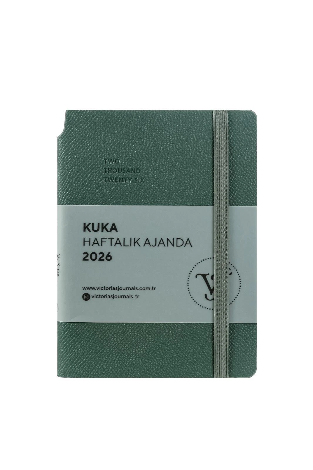 Victoria's Journals Kuka 2026 Haftalık Ajanda 9x14 cm. Ivory  80 gr. 160 sayfa. Esnek Kapak.Lastikli,Cepli,Kalem yeri.Renkli Kenar.Olive