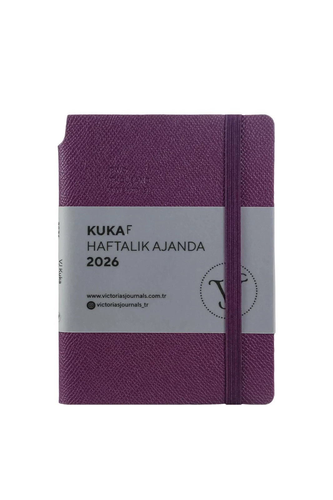 Victoria's Journals Kuka 2026 Haftalık Ajanda 9x14 cm. Ivory  80 gr. 160 sayfa. Esnek Kapak.Lastikli,Cepli,Kalem yeri.Renkli Kenar.Mor