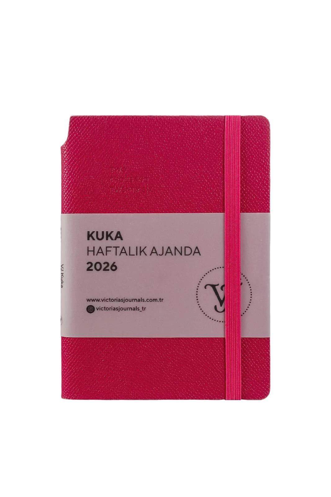 Victoria's Journals Kuka 2026 Haftalık Ajanda 9x14 cm. Ivory  80 gr. 160 sayfa. Esnek Kapak.Lastikli,Cepli,Kalem yeri.Renkli Kenar.Fuşya