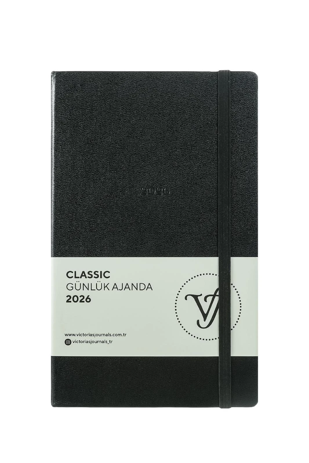 Victoria's Journals Classic 2026 Günlük Ajanda 13x21 cm. Sert Kapak. Ivory 70 gr.384 Sayfa. Cepli.Lastikli.Siyah