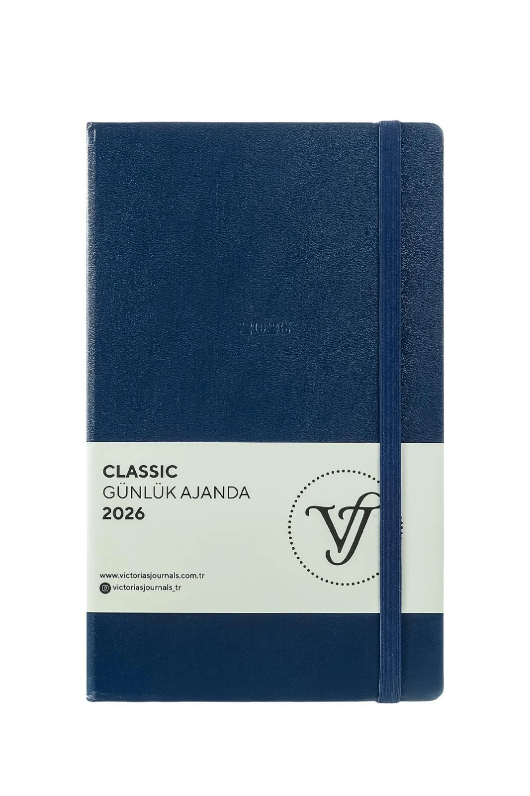 Victoria's Journals Classic 2026 Günlük Ajanda 13x21 cm. Sert Kapak. Ivory 70 gr.384 Sayfa. Cepli.Lastikli.Mavi Hover