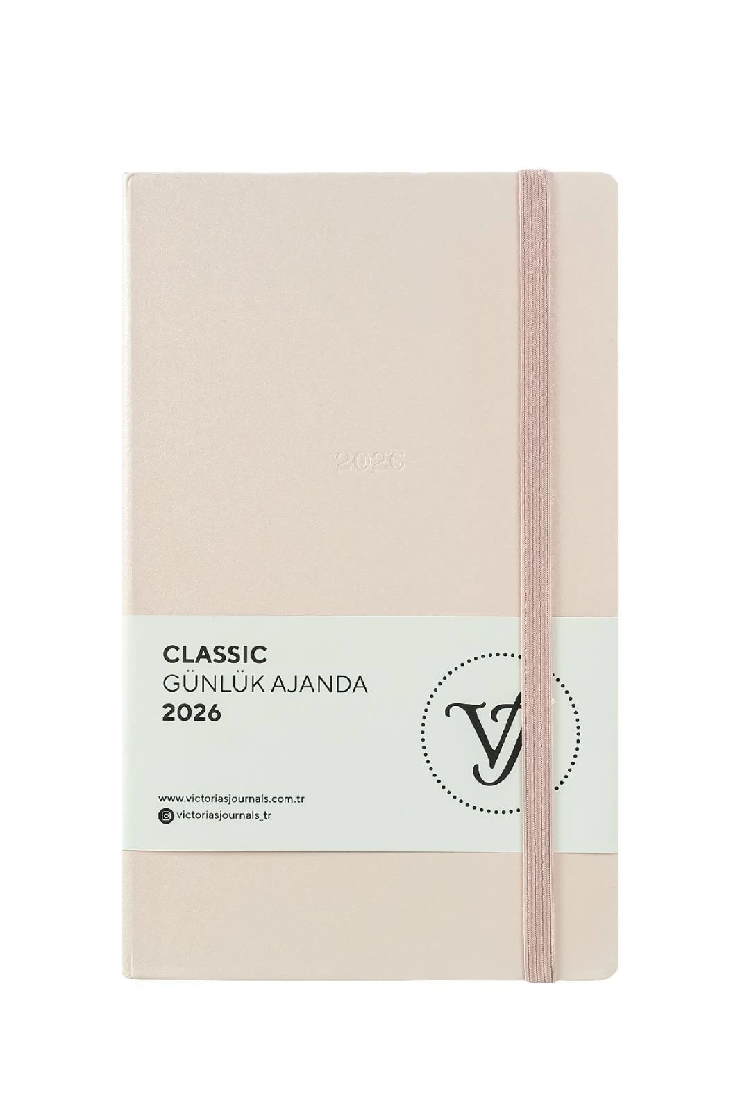 Victoria's Journals Classic 2026 Günlük Ajanda 13x21 cm. Sert Kapak. Ivory 70 gr.384 Sayfa. Cepli.Lastikli.Pembe Hover