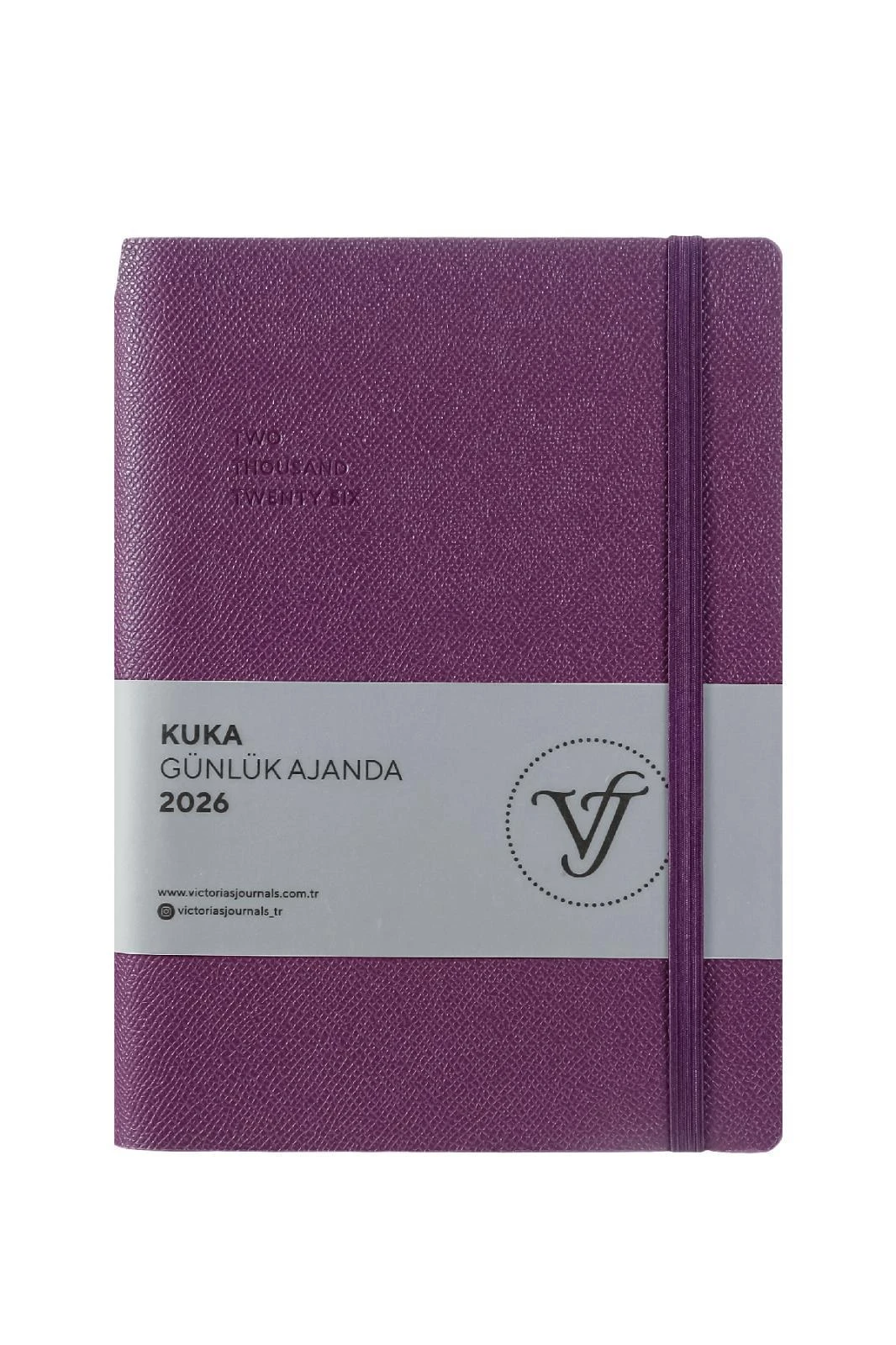 Victoria's Journals Kuka Günlük Ajanda A5 (14x20,5cm)  Ivory  80 gsm 416 sayfa. Esnek Kapak. Renkli Kenar.Lastikli. Cepli.Kalem Yeri.Mor