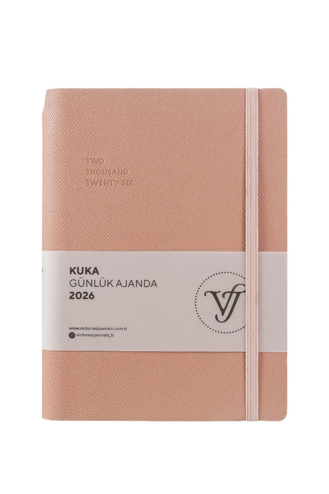 Victoria's Journals Kuka Günlük Ajanda A5 (14x20,5cm)  Ivory  80 gsm 416 sayfa. Esnek Kapak. Renkli Kenar.Lastikli. Cepli.Kalem Yeri.Kirli Pembe