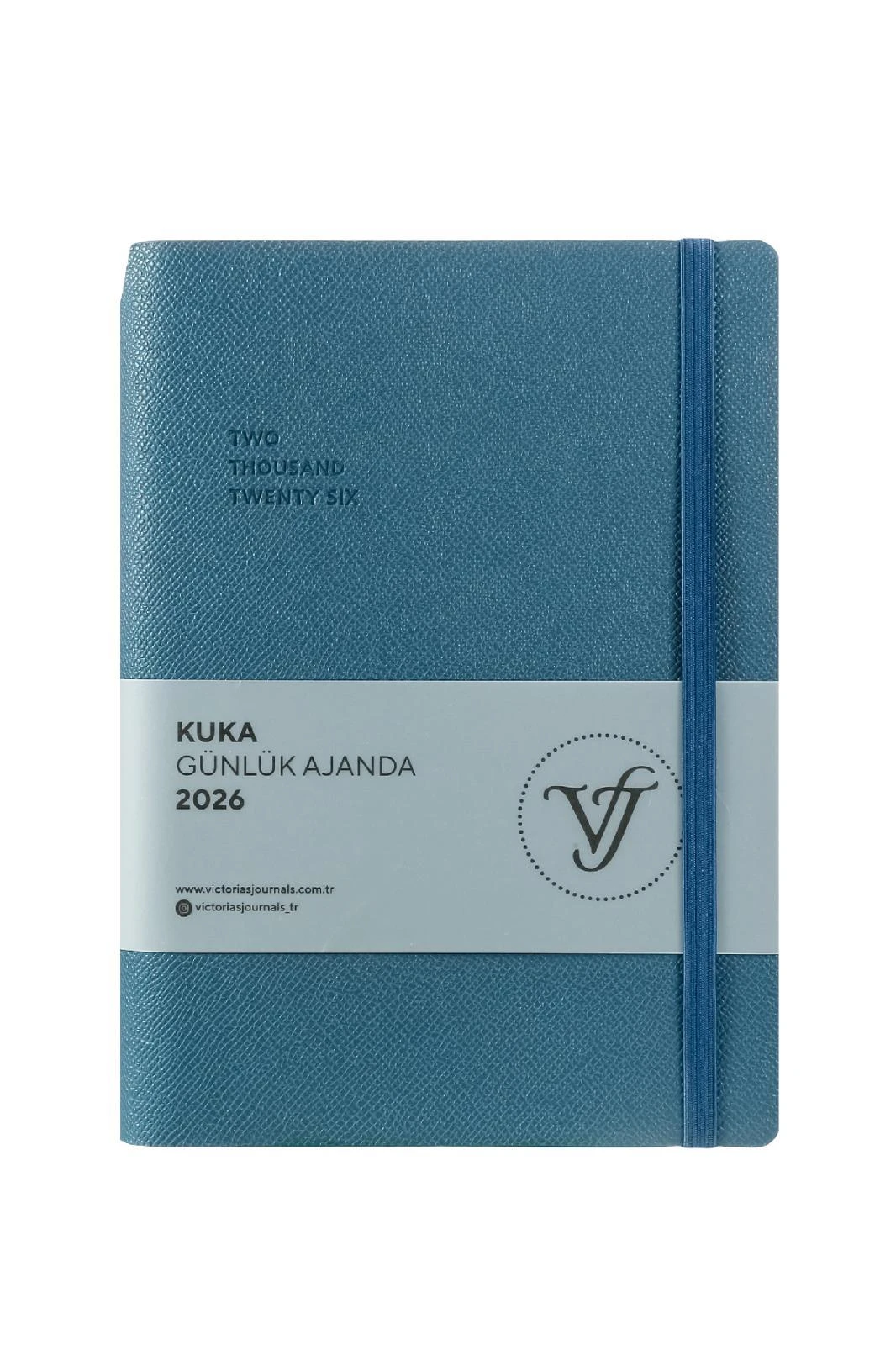 Victoria's Journals Kuka Günlük Ajanda A5 (14x20,5cm)  Ivory  80 gsm 416 sayfa. Esnek Kapak. Renkli Kenar.Lastikli. Cepli.Kalem Yeri.Açık Mavi
