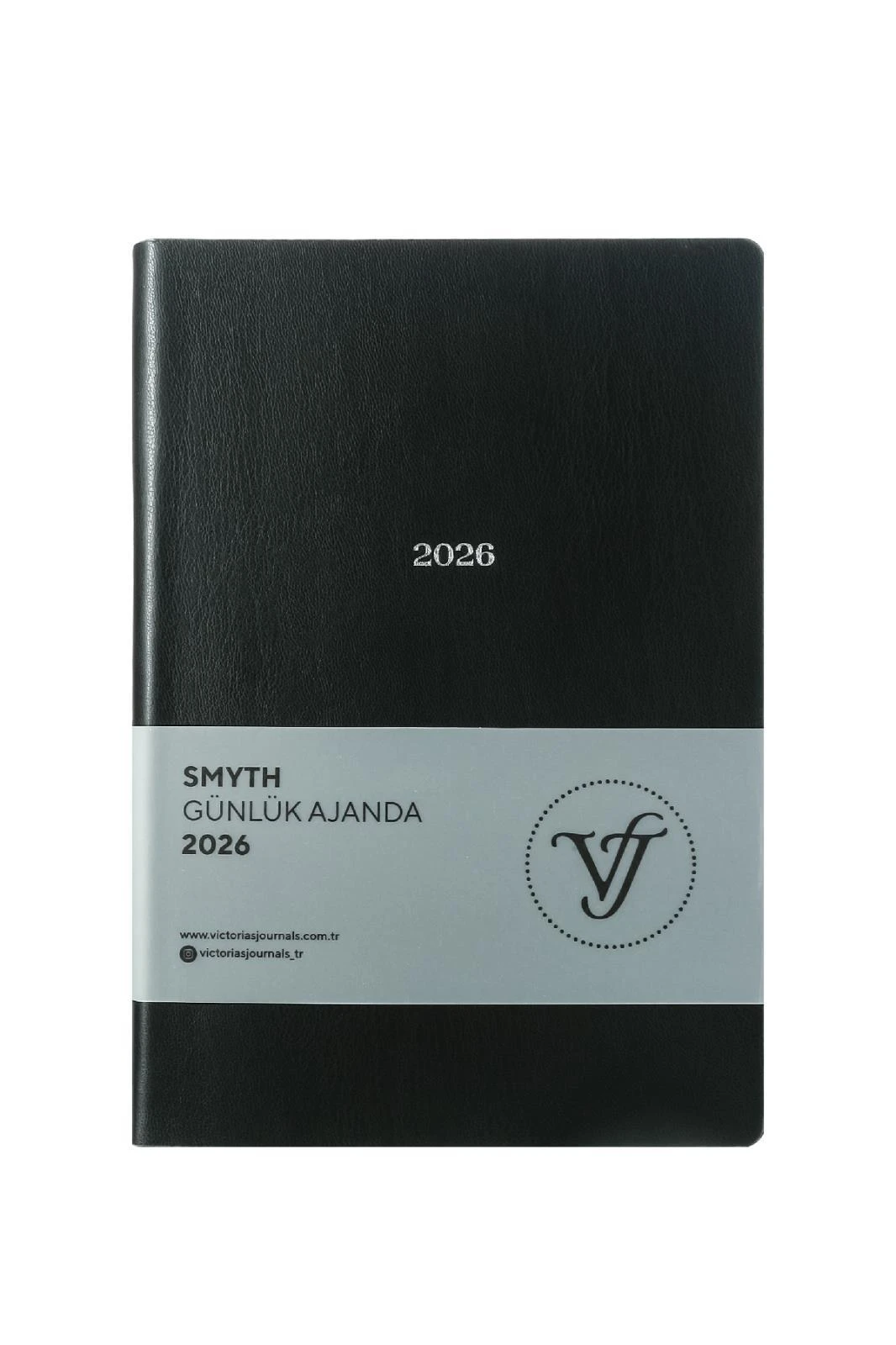 Victoria's Journals Smyth- Günlük Ajanda A5 (14x20,5cm)  Ivory  80 gsm 416 sayfa. Esnek Kapak. Gümüş Yaldız Kenar.Siyah