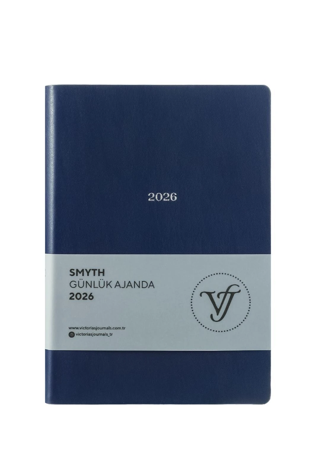 Victoria's Journals Smyth- Günlük Ajanda A5 (14x20,5cm)  Ivory  80 gsm 416 sayfa. Esnek Kapak. Gümüş Yaldız Kenar.Mavi