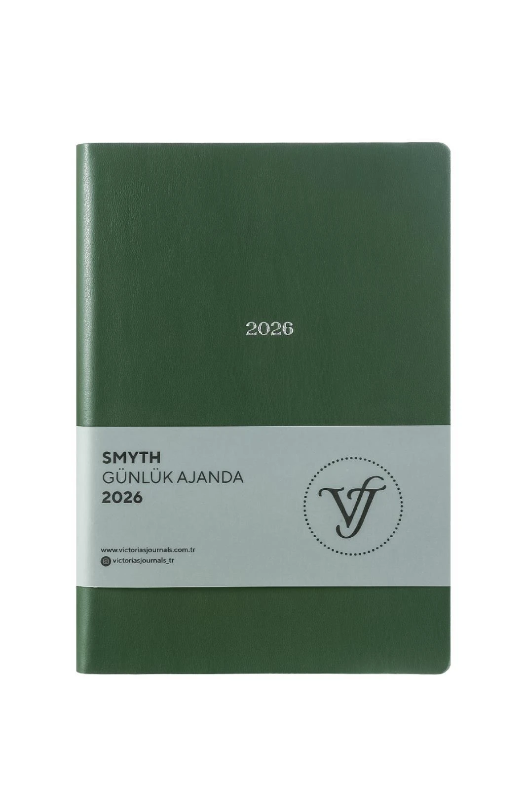 Victoria's Journals Smyth- Günlük Ajanda A5 (14x20,5cm)  Ivory  80 gsm 416 sayfa. Esnek Kapak. Gümüş Yaldız Kenar.Petrol Yeşili