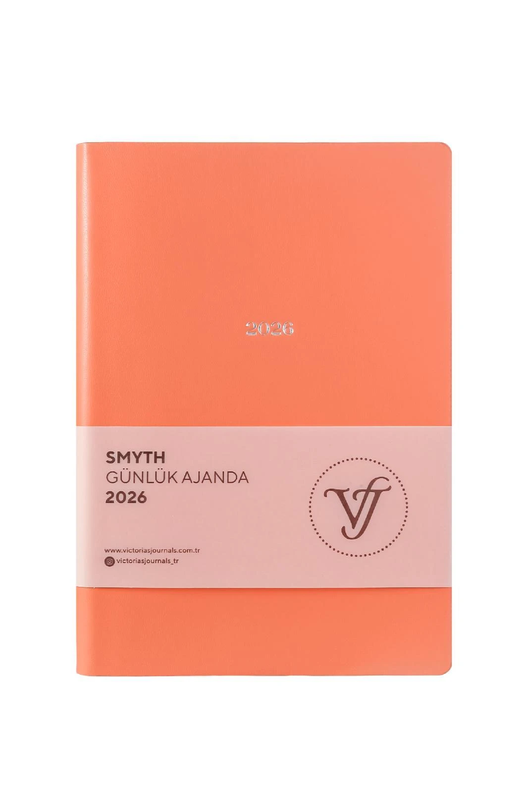 Victoria's Journals Smyth- Günlük Ajanda A5 (14x20,5cm)  Ivory  80 gsm 416 sayfa. Esnek Kapak. Gümüş Yaldız Kenar.Somon