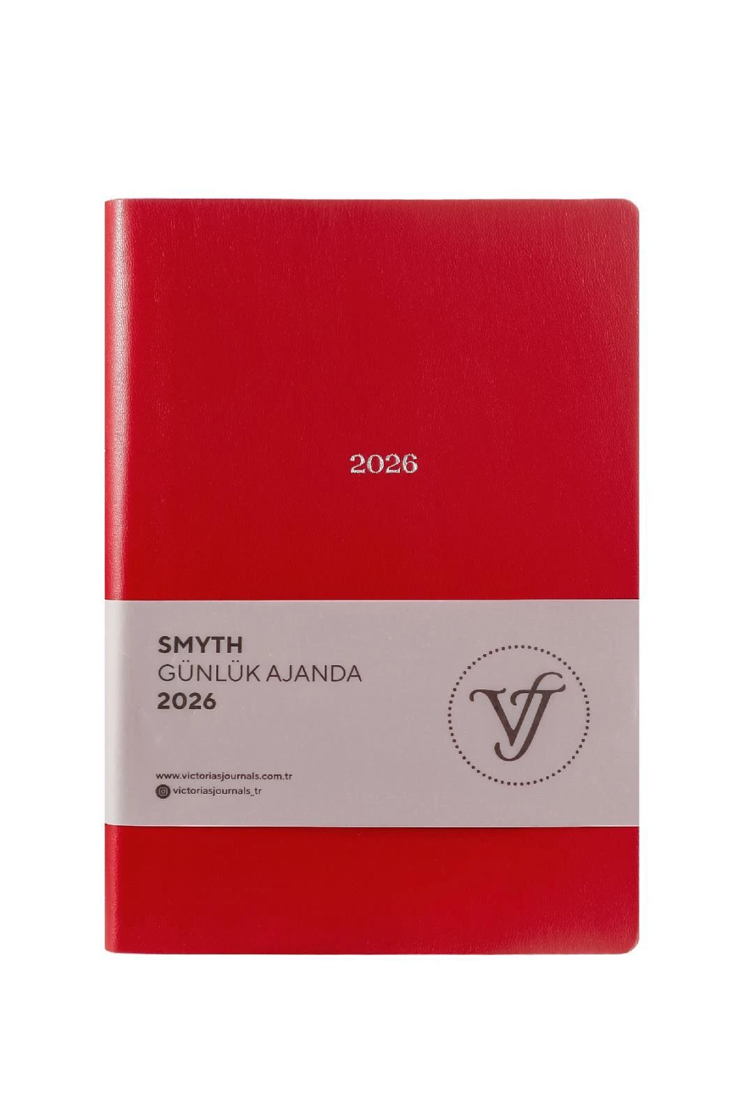 Victoria's Journals Smyth- Günlük Ajanda A5 (14x20,5cm)  Ivory  80 gsm 416 sayfa. Esnek Kapak. Gümüş Yaldız Kenar.Kırmızı