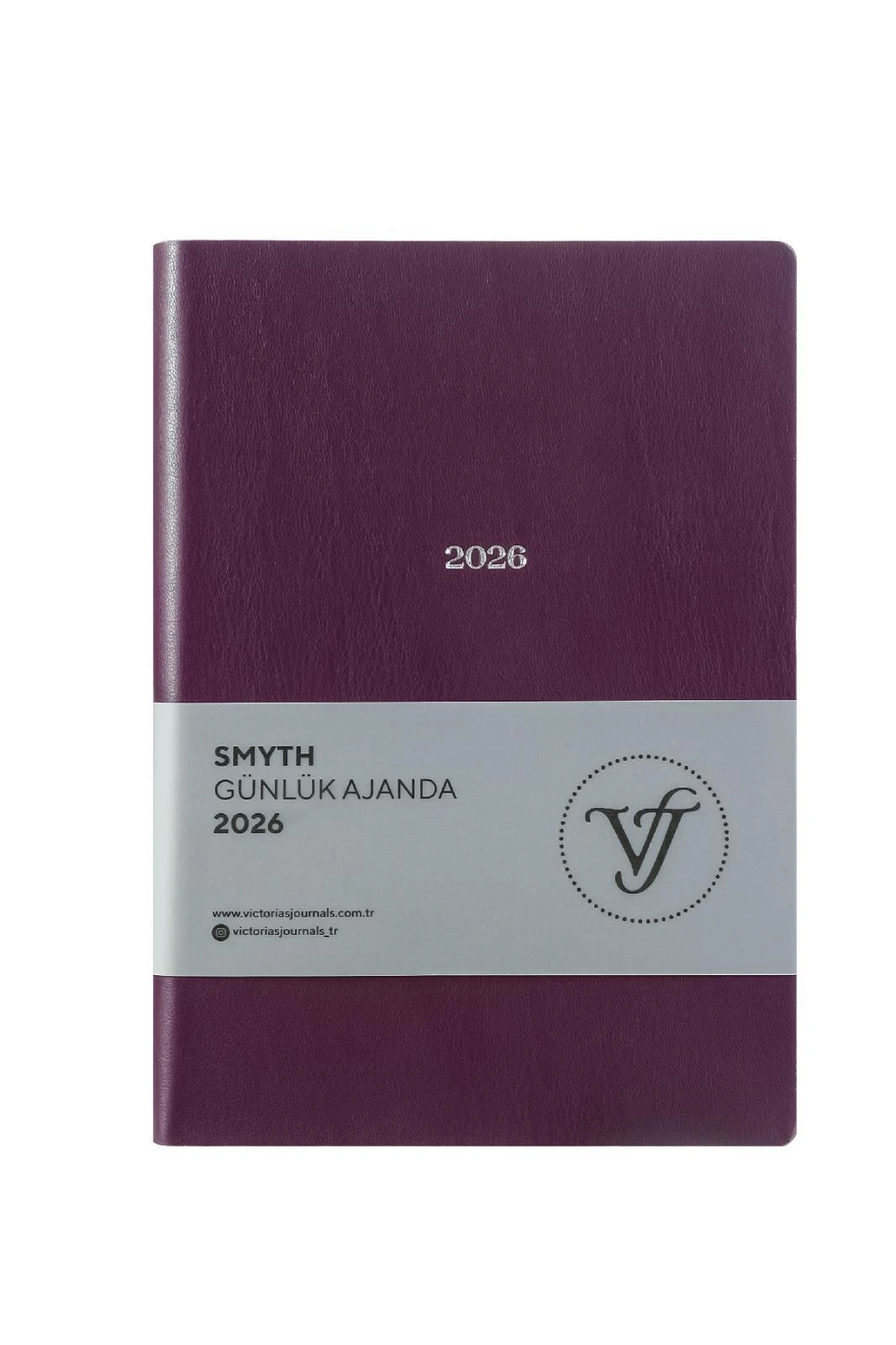 Victoria's Journals Smyth- Günlük Ajanda A5 (14x20,5cm)  Ivory  80 gsm 416 sayfa. Esnek Kapak. Gümüş Yaldız Kenar.Mor