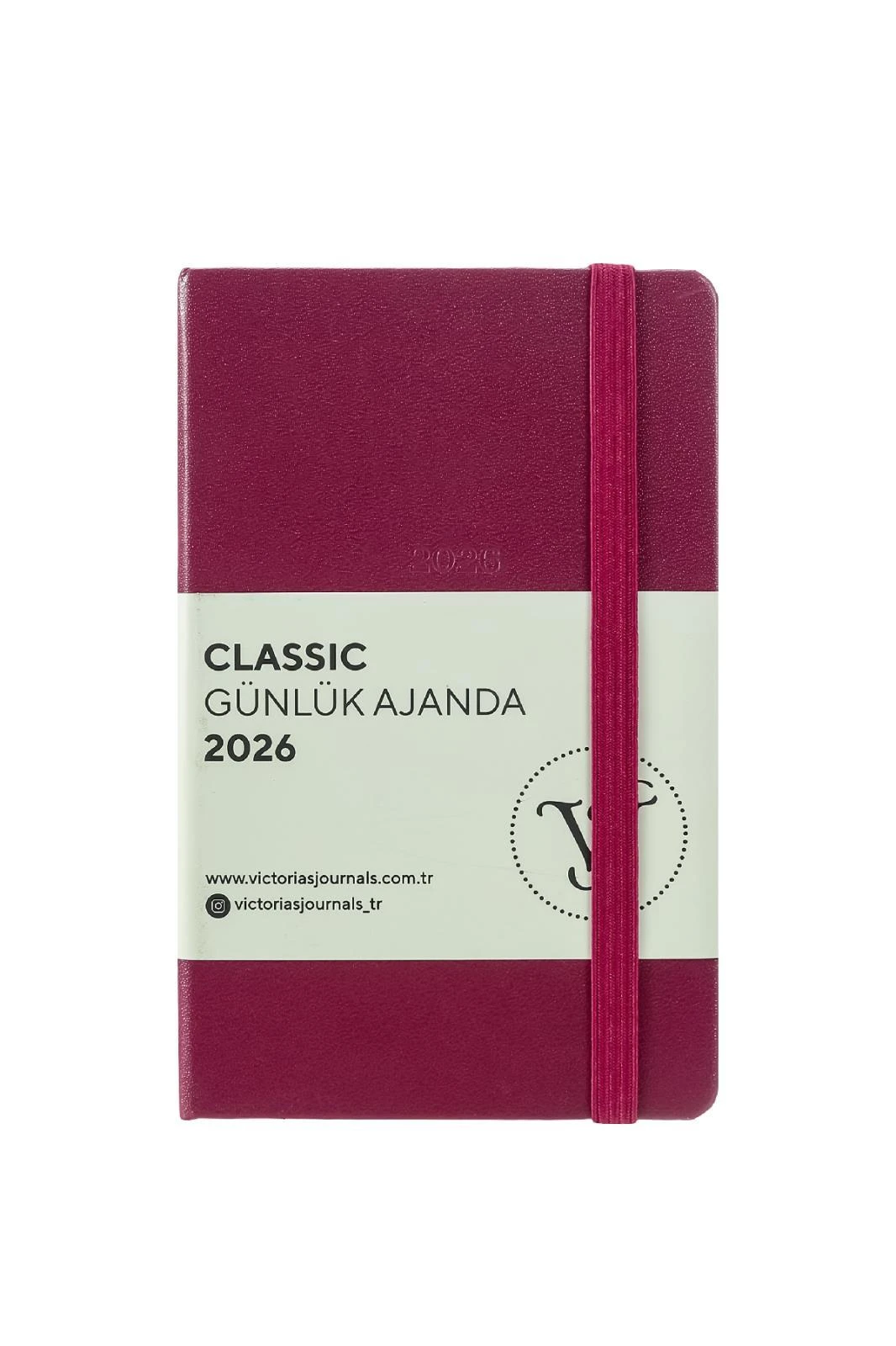 Victoria's Journals Classic-Günlük Ajanda 9x14 cm. Sert Kapak. Ivory 70 gr.384 Sayfa. Cepli.Lastikli.Kırmızı