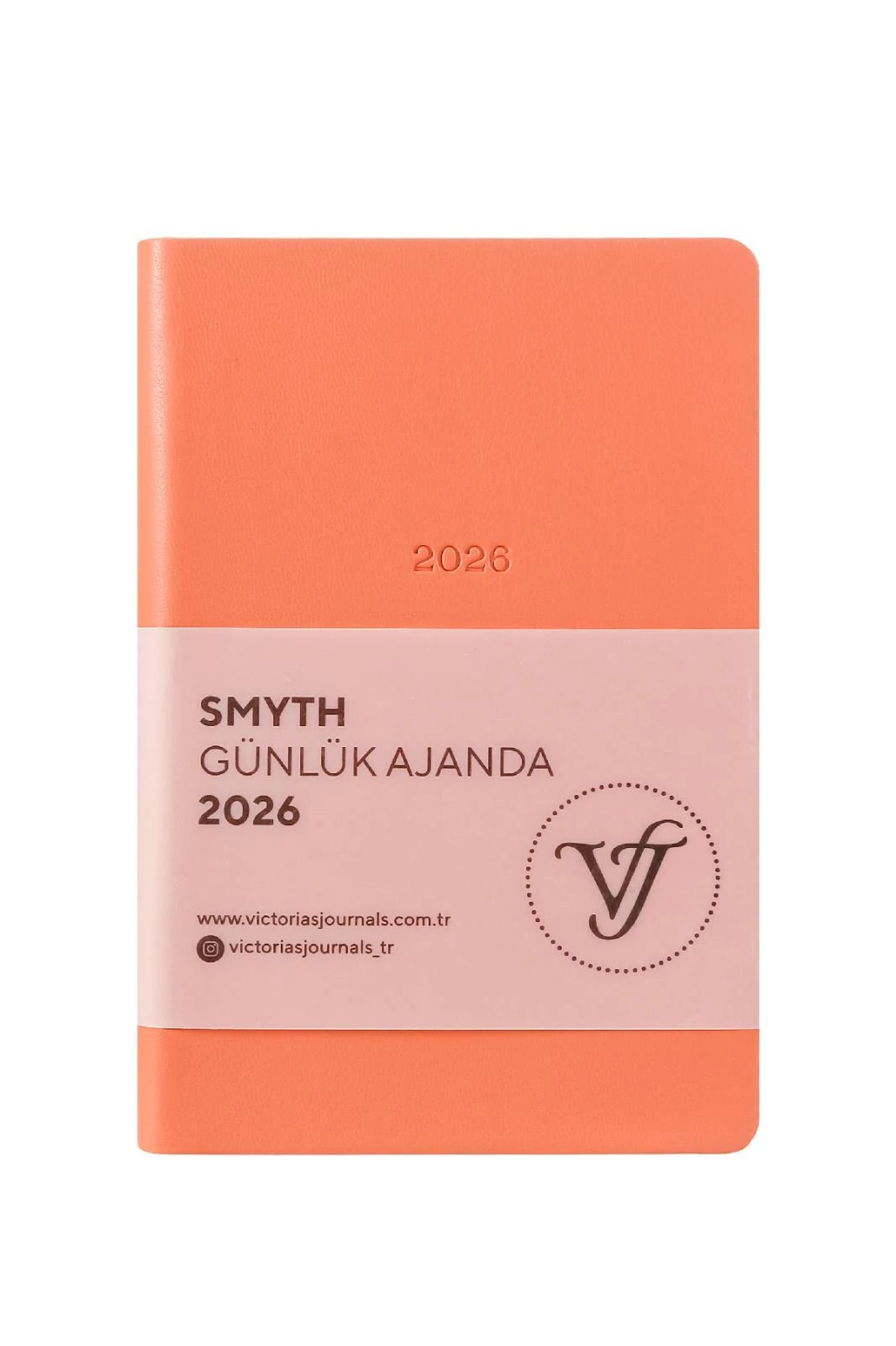 Victoria's Journals Smyth- Günlük Ajanda 9x14 cm. Ivory  80 gsm 416 sayfa. Esnek Kapak. Gümüş Yaldız Kenar.Somon
