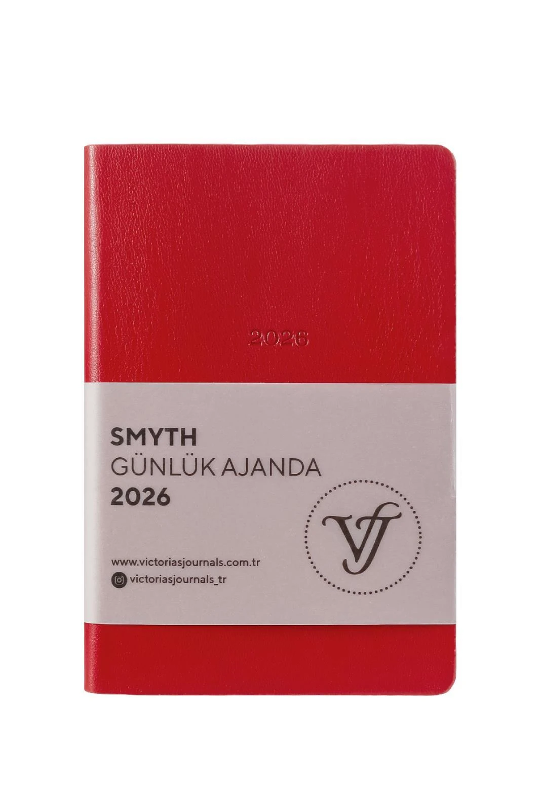 Victoria's Journals Smyth- Günlük Ajanda 9x14 cm. Ivory  80 gsm 416 sayfa. Esnek Kapak. Gümüş Yaldız Kenar.Kırmızı