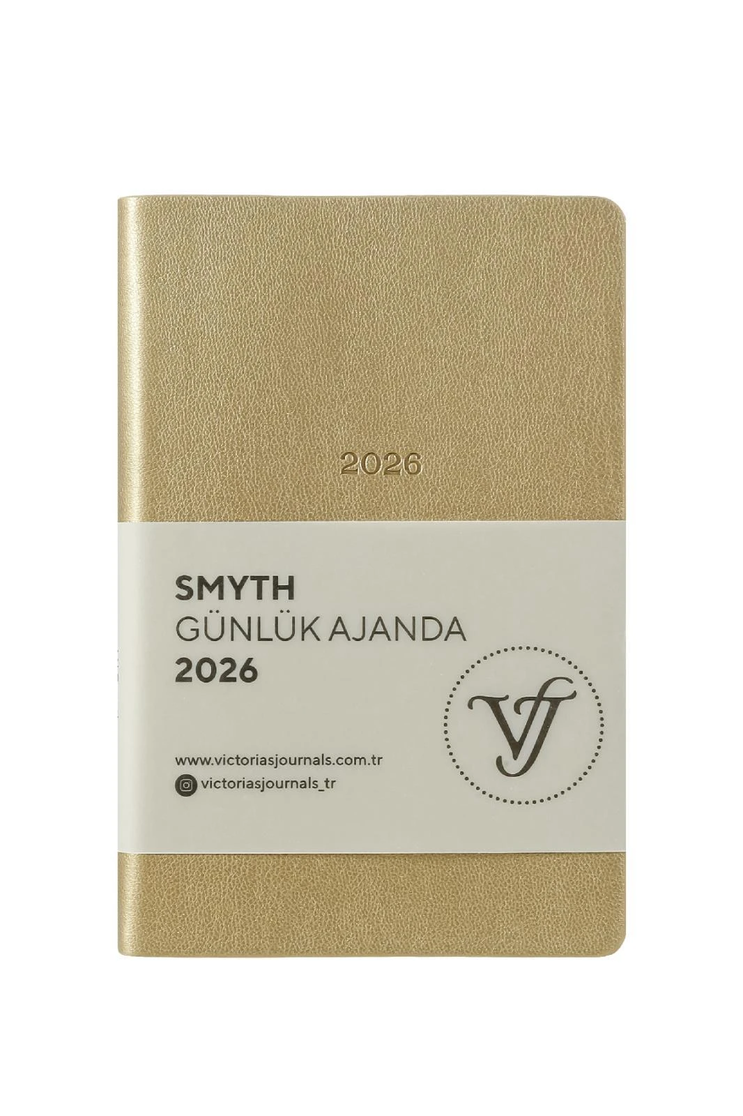 Victoria's Journals Smyth- Günlük Ajanda 9x14 cm. Ivory  80 gsm 416 sayfa. Esnek Kapak. Gümüş Yaldız Kenar.Altın
